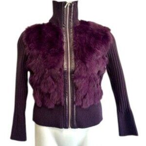 RARE NWT Purple Dyed Genuine Rabbit Fur Jacket Size M Che-Bella Vintage Y2K NOS